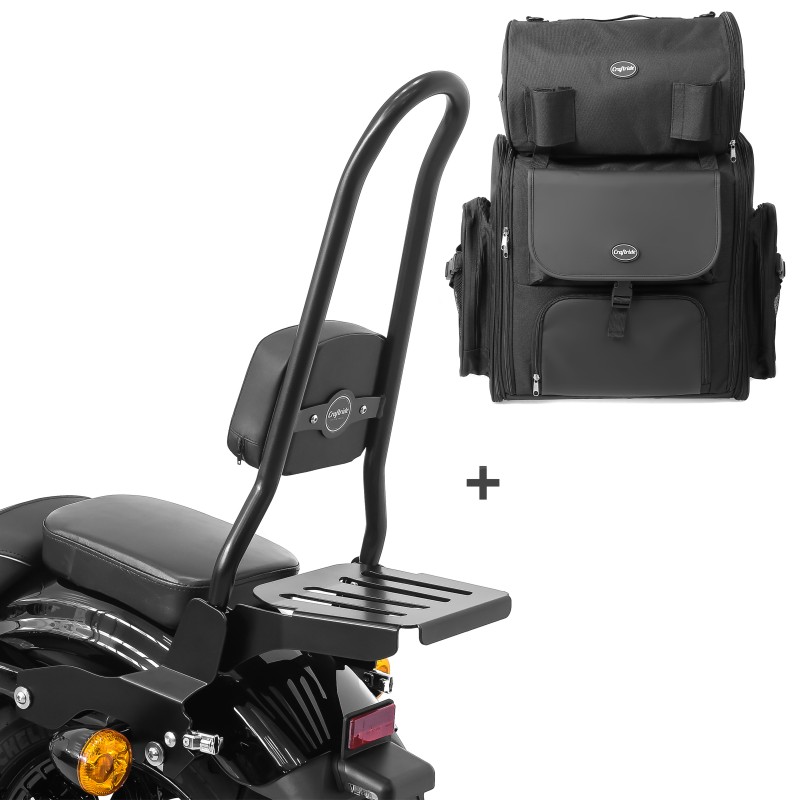 Sissy Bar Ohio XL + Tail Bag for Harley Sportster 883 Superlow 1120