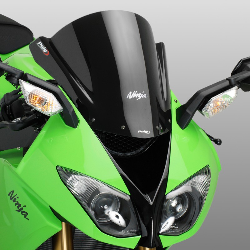 Double bubble screen Puig Kawasaki ZX6R/ZX10R 08-12 black+logo