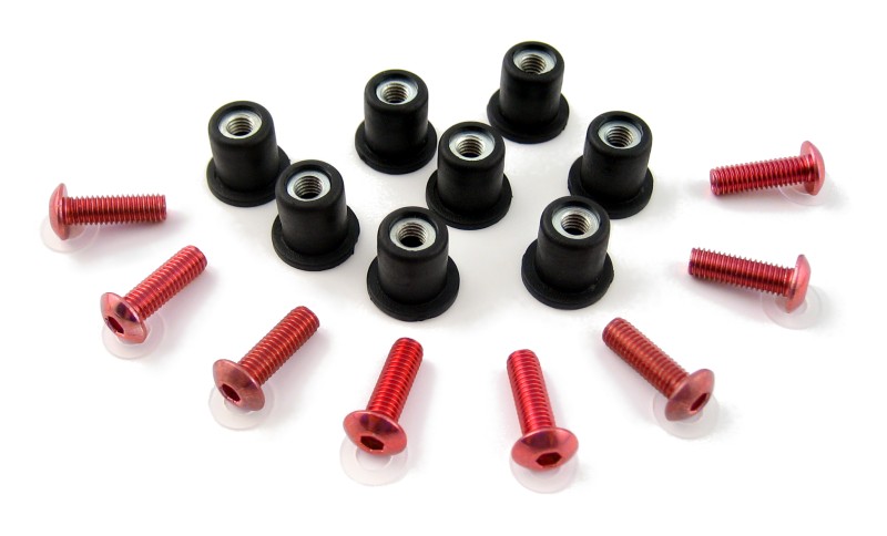 Set of fairing screws (rubber) Puig red